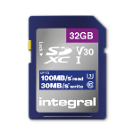 Integral INSDH32G-100V30 32GB SD CARD SDHC UHS-1 U3 CL10 V30 UP TO 100MBS READ 30MBS WRITE memory card UHS-I