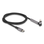 DeLOCK Data and Charging Cable USB Type-C to Lightning for iPhone, iPad, iPod angled with stand function black 1.5 m MFi
