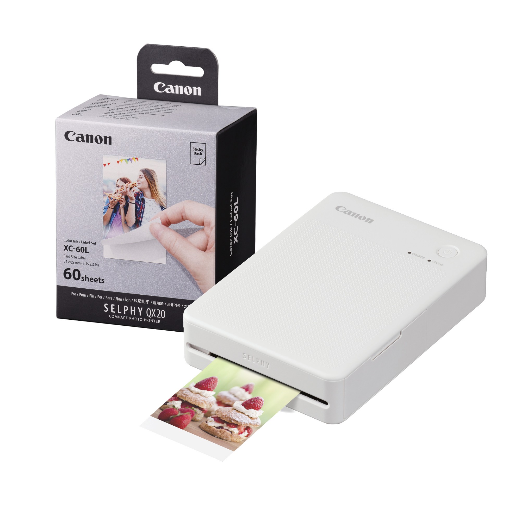 Canon Selphy QX20 Instant Photo Printer - Sand White - Printer + 60 Sh