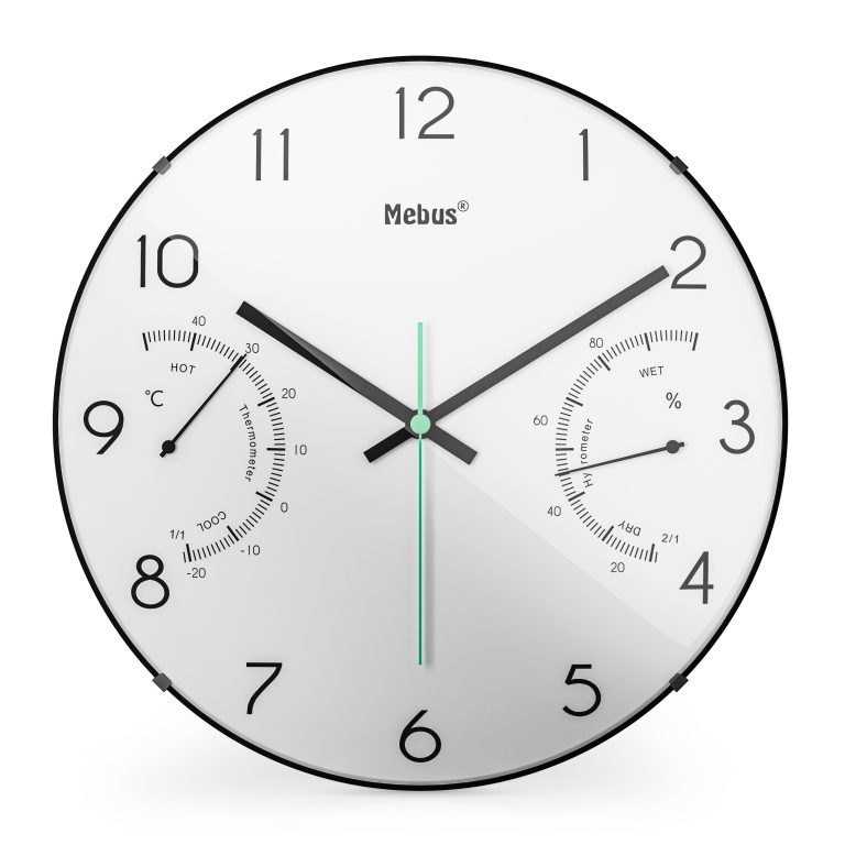 Image of Mebus 16106 Quarz-Wanduhr - Quartz wall clock - Round - Black -...