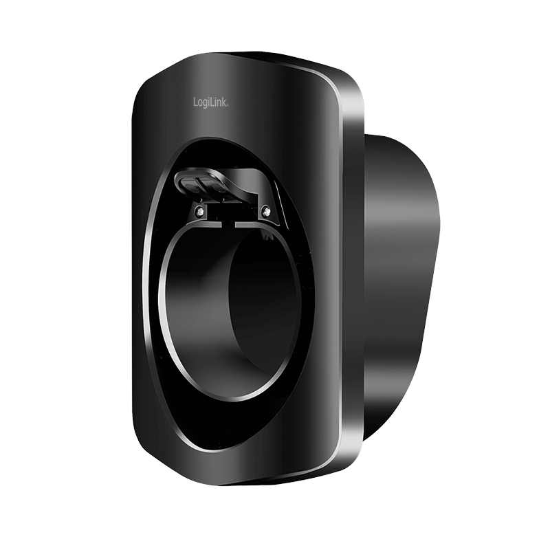 LogiLink Wall Mount with cable rest for EV charging cable, w/ lock, plastic, black