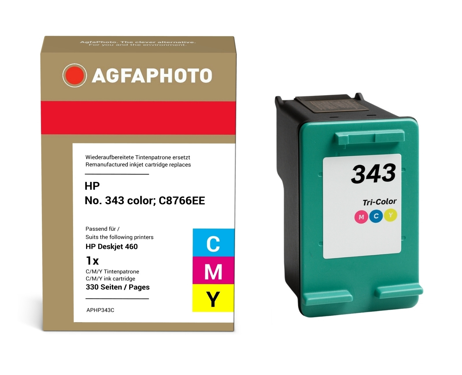 AgfaPhoto Compatible Ink Cartridge. Colour. Replacement for HP No. 343