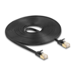 DeLOCK RJ45 Network Cable Cat.6A plug to plug with robust latch and Cat.7 raw flat cable U/FTP 7.5 m black