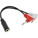 InLine Audio Plane headphone adpter cable, 2x 3.5mm M to 3.5mm F 3pin, 0.15m
