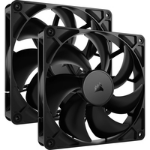 Corsair RS140 PWM 14cm Case Fans (2 Pack), Magnetic Dome Bearing, Daisy-Chain 4-Pin, 1700 RPM, AirGuide Tech, Black