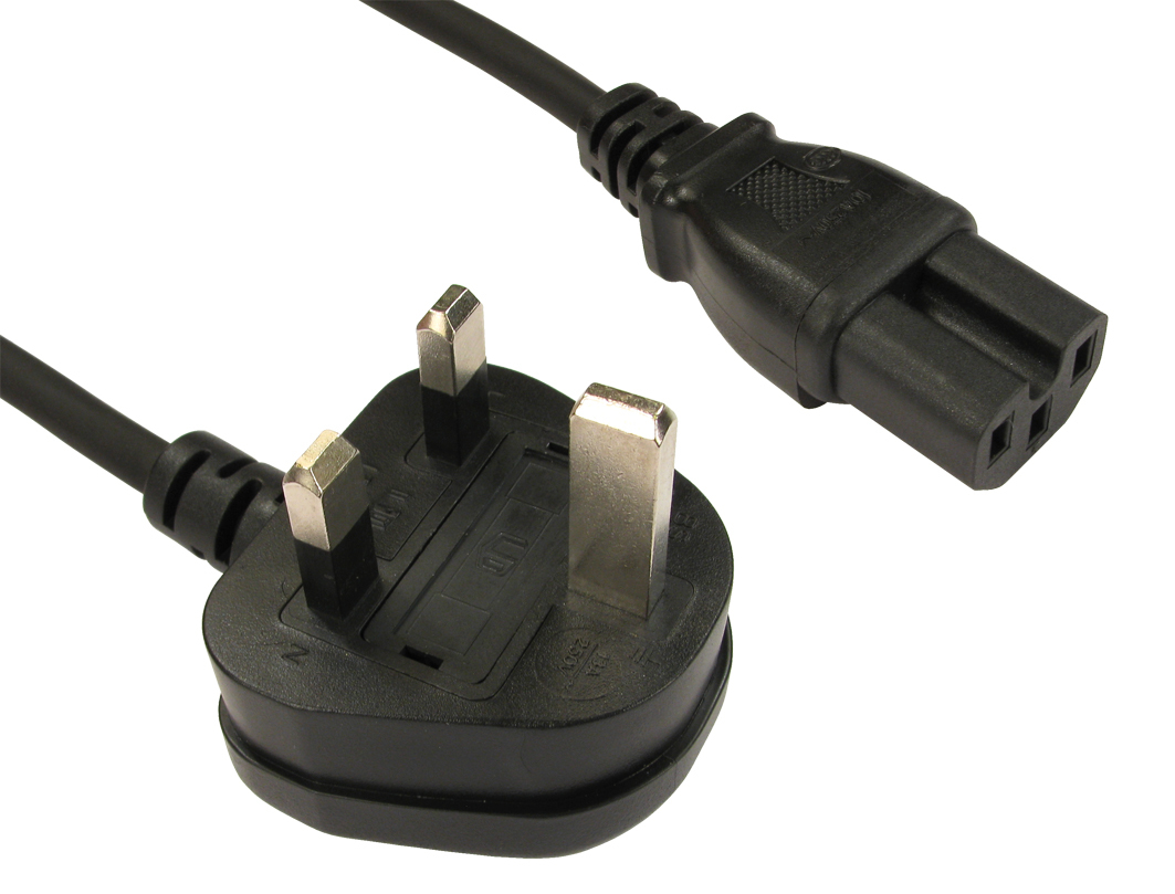 Image of Cables Direct UK - C15 2m Black BS 1363 C15 coupler