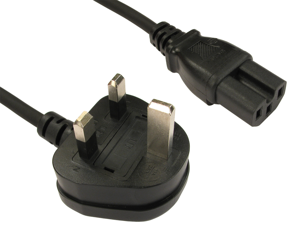 Cables Direct UK - C15 2m Black BS 1363 C15 coupler