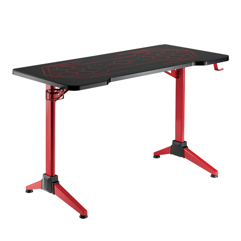 LogiLink Gaming Desk, 120x60 cm, glass surface w/RGB lighting, red desk frame