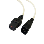 Videk IEC LOCK (C13) F to IEC (C14) M Mains Power Cable - White 1m