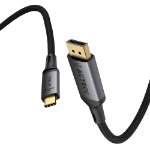 ACTECK Cable USB-C a DisplayPort 2.1 Lynx Pro CC858-2 / 20 Gbps / USB-C a DP Macho / 8K 60 Hz - 4K 144 Hz, 4K 120 Hz / Aleación de Aluminio + Nylon / 2 m / Titanio