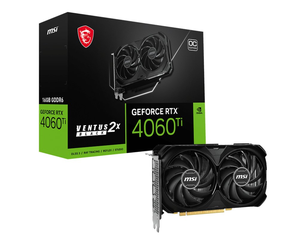 Image of MSI VENTUS GEFORCE RTX 4060 TI 2X BLACK 16G OC graphics card...