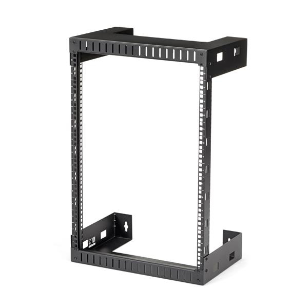StarTech.com 15U 19" Wall Mount Network Rack - 12" Deep 2 Post Open Frame Server Room Rack for Data/AV/IT/Computer Equipment/Patch Panel with Cage Nuts & Screws 200lb Capacity, Black