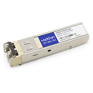 AFBR-5701PZ-AO ADDON NETWORKS Avago AFBR-5701PZ Compatible TAA Compliant 1000Base-SX SFP Transceiver (MMF; 850nm; 550m; LC)