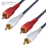 CONNEkT Gear 3m 2 x RCA/Phono Audio Cable - Male to Male - Gold Connectors