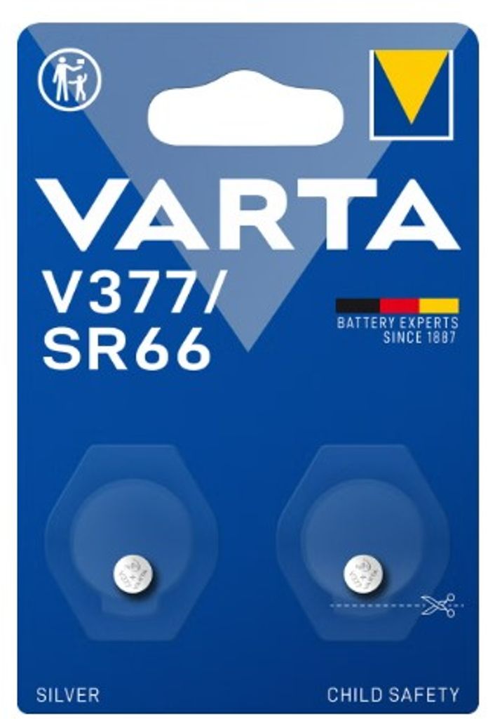 EU Product - Silver Coin button cell battery V377 / SR66, 2-pack thumbnail