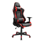 Brateck PU Leather Gaming Chairs with Headrest and Lumbar Support (70x70x127~137cm) Up to 150kg - PU Leather,PVC Leather-Black Red (LS)