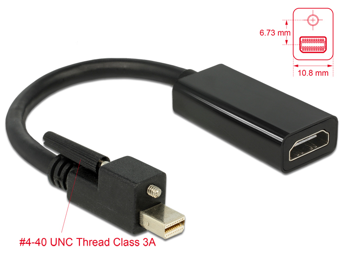 Image of DeLOCK 62640 video cable adapter 0.25 m Mini DisplayPort HDMI Black