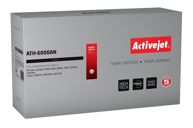 Activejet ATH-6000AN toner (replacement for HP 124A Q6000A, Canon CRG-707B; Premium; 2500 pages; black)