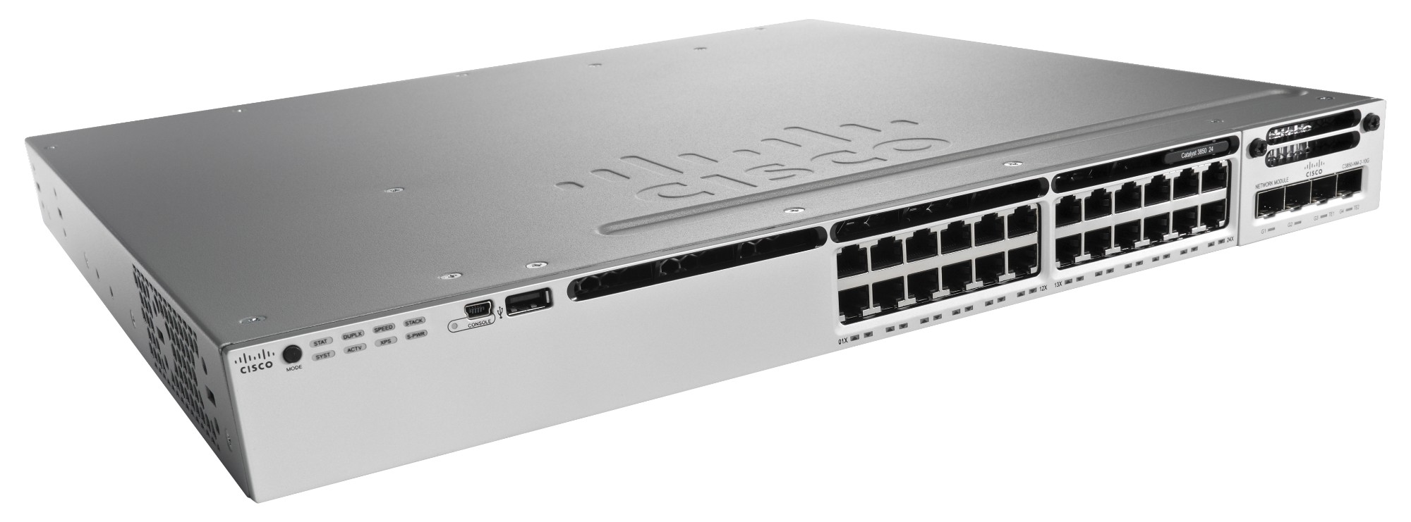 Cisco Catalyst WS-C3850-24T-S network switch Managed L3 Gigabit Ethernet (10/100/1000) Black, Grey