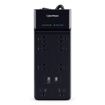 CyberPower CSP806UC18 surge protector Black 8 AC outlet(s) 125 V 70.9" (1.8 m)