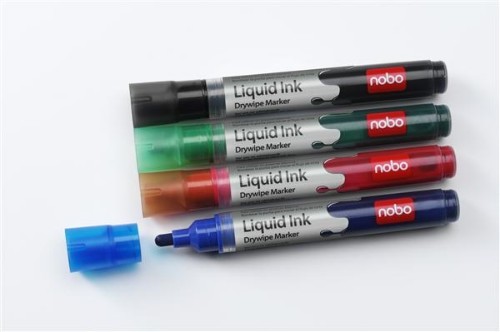 Nobo Liquid Ink Drywipe Markers Assorted (6)