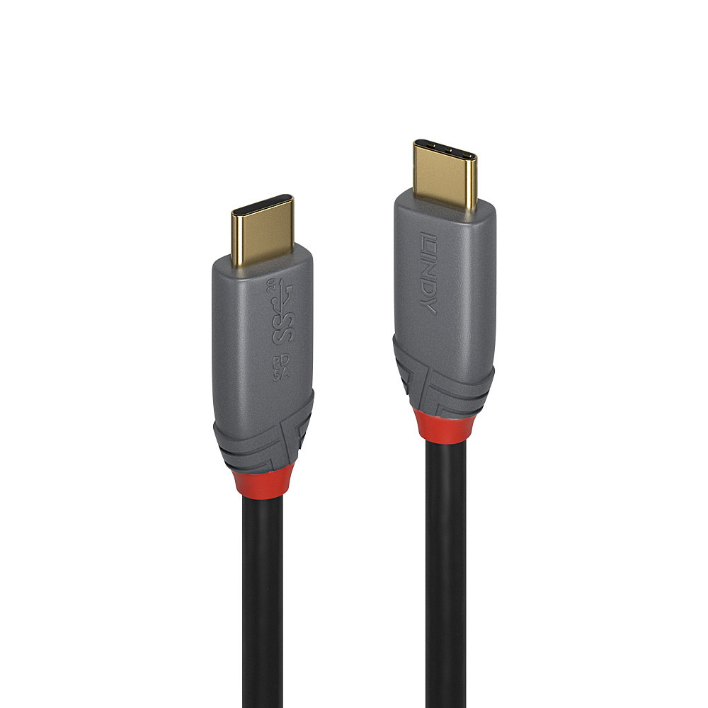 Photos - Cable (video, audio, USB) Lindy 0.5m USB 3.2 Type C to C Cable, 20Gbps, 5A, PD, Anthra Line 36900 