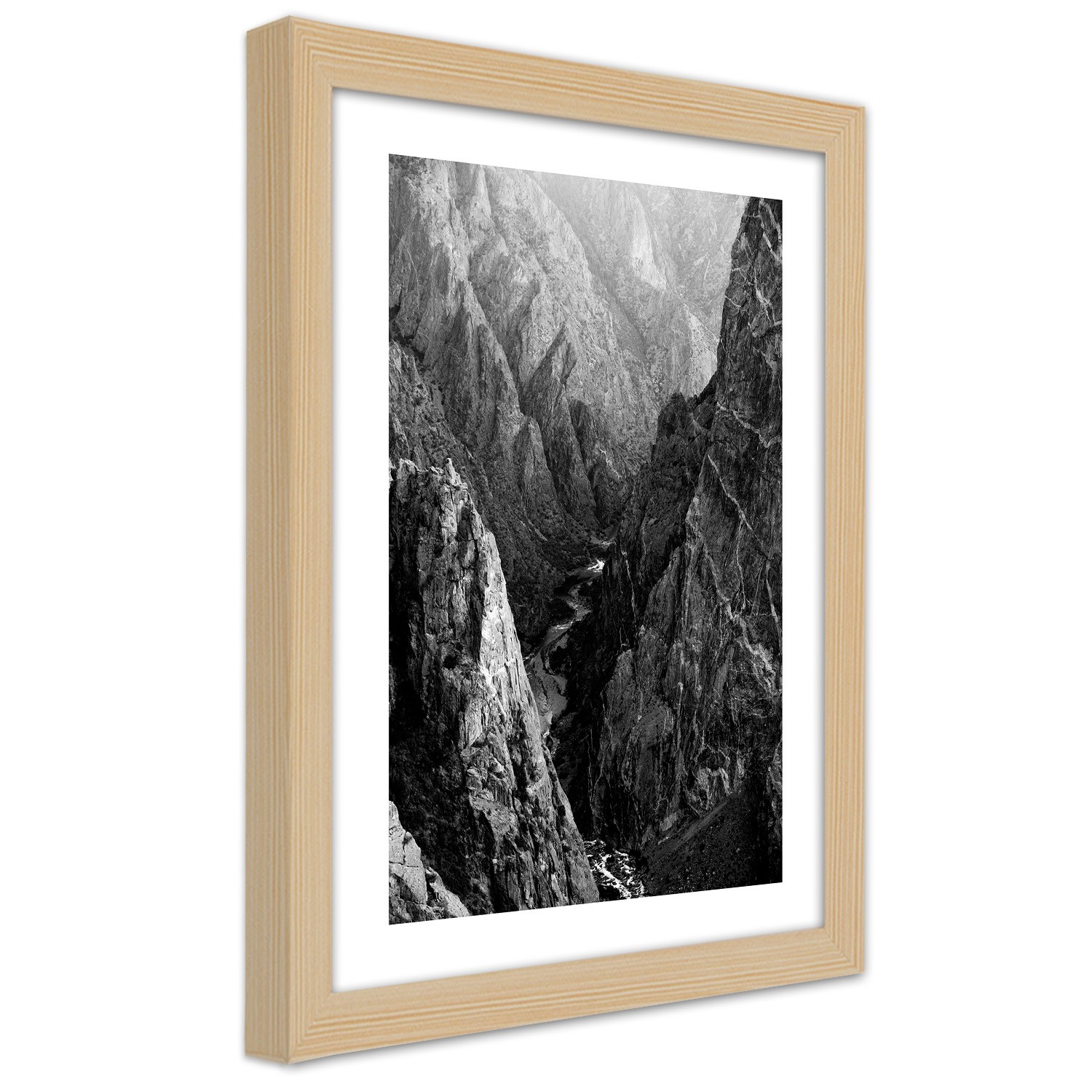 Caro Picture in natural frame, Black and white mountain landscape