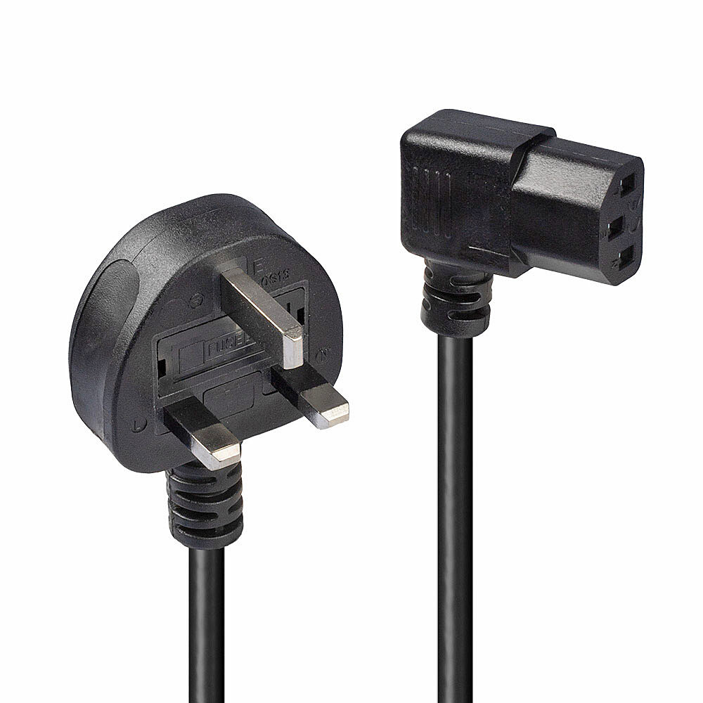 Image of Lindy 1m UK 3 Pin to Right Angled IEC C13