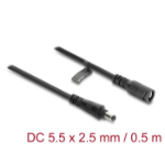 DeLOCK DC Extension Cable 5.5 x 2.5 mm male to female with bayonet lock 18 AWG 0.5 m black