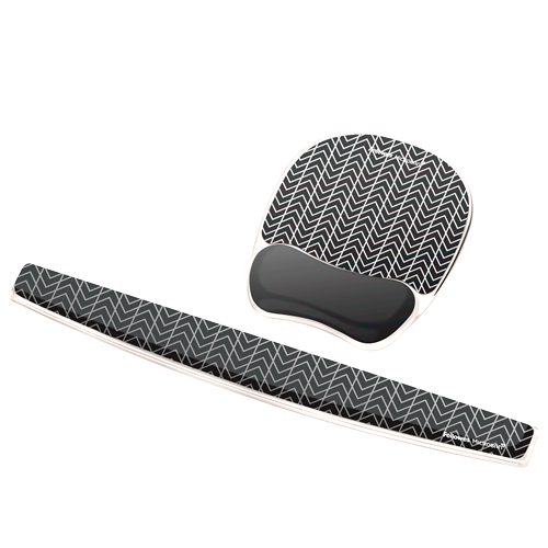 Fellowes Keyboard Wrist Rest - Photo Gel Wrist Rest with Non Skid Rubber Base & Antibacterial Protection - Ergonomic Wrist Support for Computer, Laptop, Home Office Use - Chevron