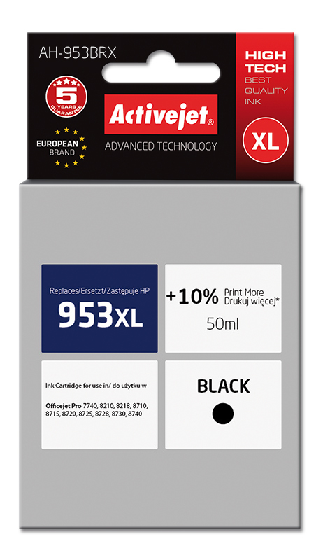 Activejet AH-953BRX ink (replacement for HP 953XL L0S70AE; Premium; 50 ml; black)