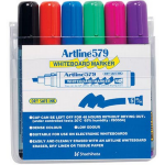 ARTLINE 579 DRY SAFE WHITEBOARD MARKERS CHISEL 5.0MM WALLET 6