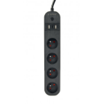 Gembird TSL-PS-F4U-01 Smart power strip 4 AC outlet(s) Type F 1.5 m 3 3680 W Black