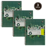 Pukka Pukka Pad A4 Wirebound Card Cover Notebook Recycled Ruled 110 Pages Green (Pack 3) - RCA4/110-3