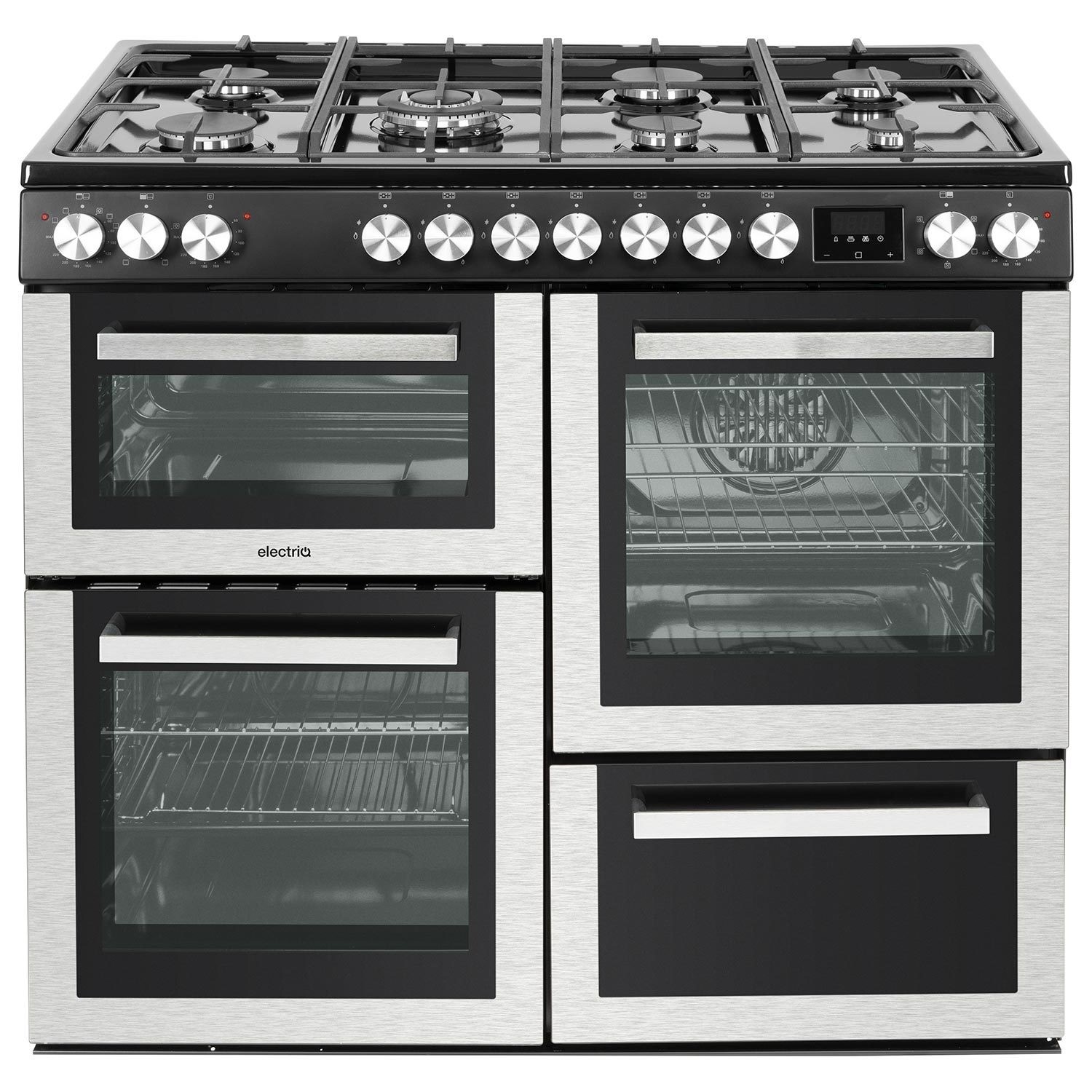 electriQ 100cm Dual Fuel Range Cooker - Stainless Steel