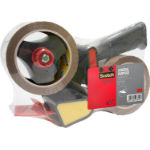 3M Pistol Grip Dispenser + Scotch® General Purpose Tape, Low Noise, Brown, 50 mm x 66 m, 1 Dispenser + 2 Rolls/Pack
