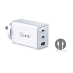 Just You PC Oxhorn Charger Accessories AC 100W GaN Type C fast Charger 3 Ports 2xUSB-C 1xUSB-A PD3.0 QC4.0+ PPS for Laptop/Mobile/Tablet/Other Device White