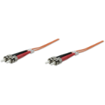 Intellinet Fiber Optic Patch Cable, OM2, ST/ST, 1m, Orange, Duplex, Multimode, 50/125 µm, LSZH, Fibre, Lifetime Warranty, Polybag