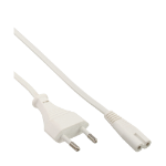 InLine power cable, Euro male / Euro8 male, white, 5.0m