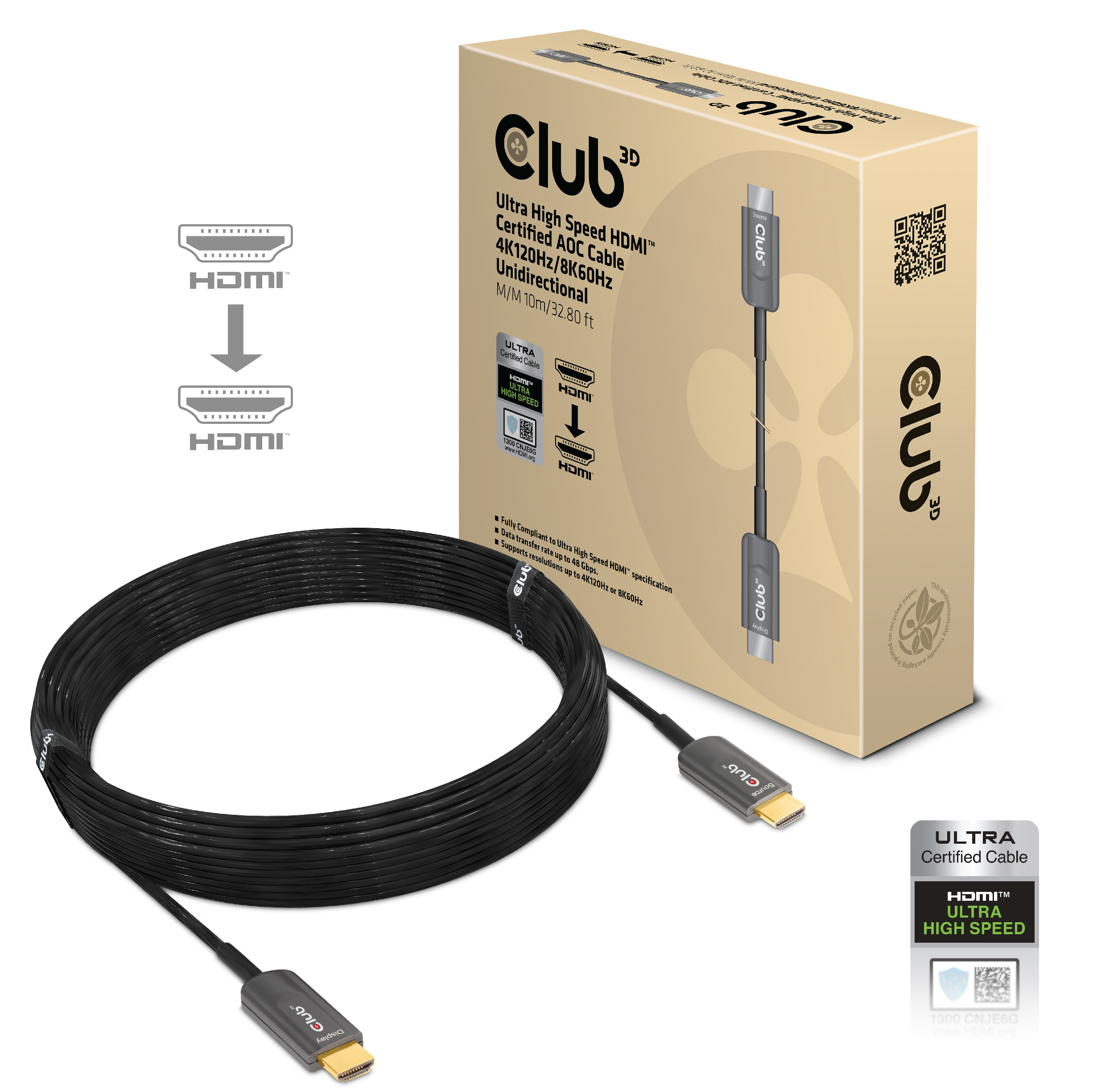 Image of CLUB3D Ultra High Speed HDMI Certified AOC Cable 4K120Hz/8K60Hz...