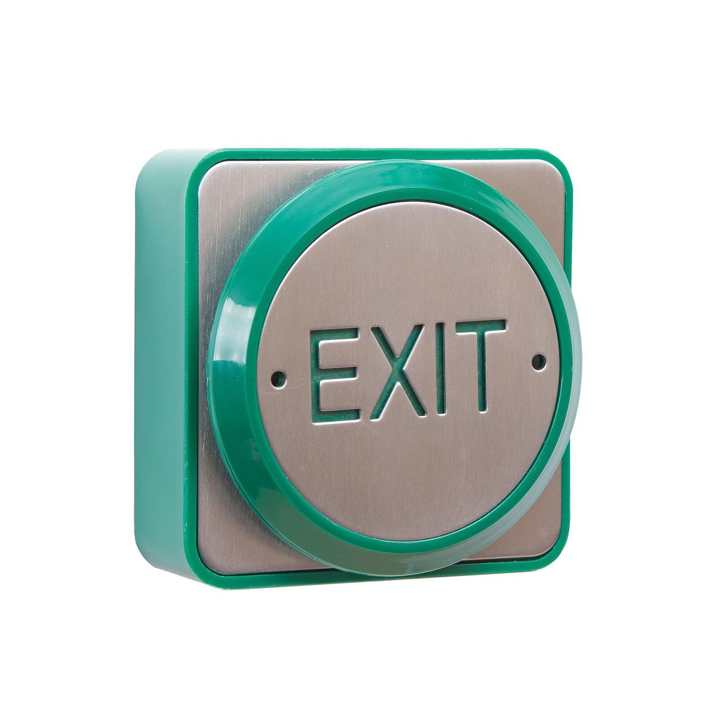 Surface Stainless Steel Exit  Button with Green Surround thumbnail