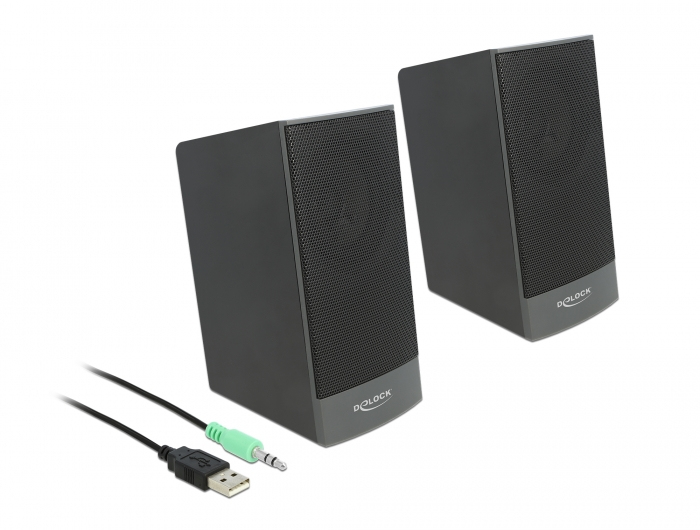 DeLOCK Stereo 2.0 PC Speaker with 3.5 mm stereo jack male and USB powered