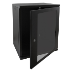 Videk 21u 550w x 550d Wall Mounting Cabinet c/w Glass Door - Black