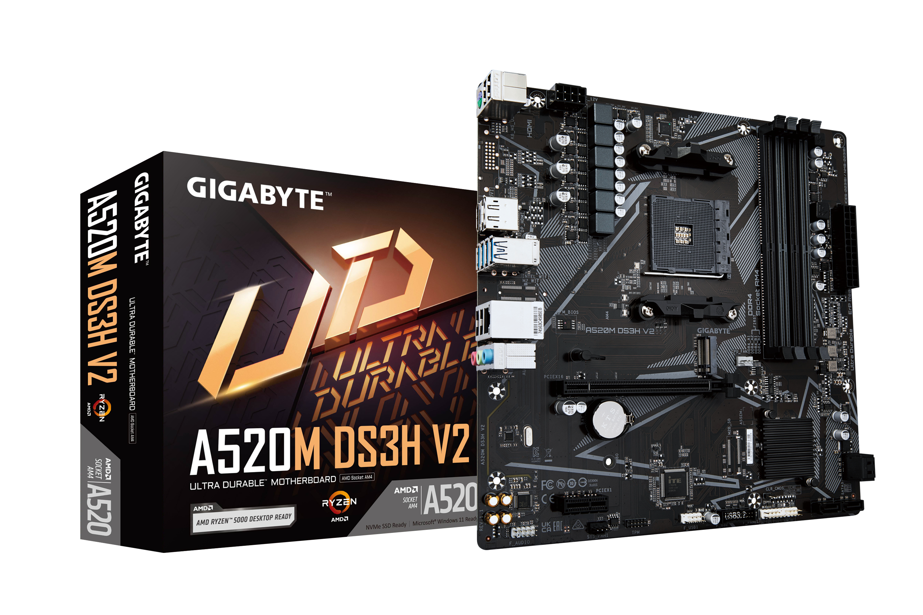Image of Gigabyte A520M DS3H V2 Motherboard - Supports AMD Ryzen 5000...
