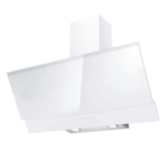 electriQ 80cm Angled Cooker Hood - White Glass