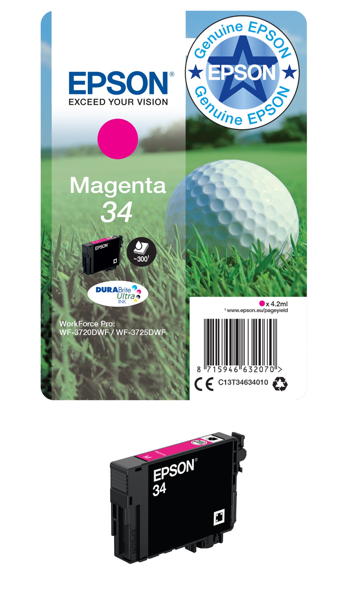 Epson C13T34634010/34 Ink cartridge magenta, 300 pages 4,2ml for Epson WF-3720