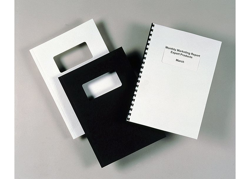 GBC LeatherGrain Binding Covers 250gsm with window A4 Black (50)