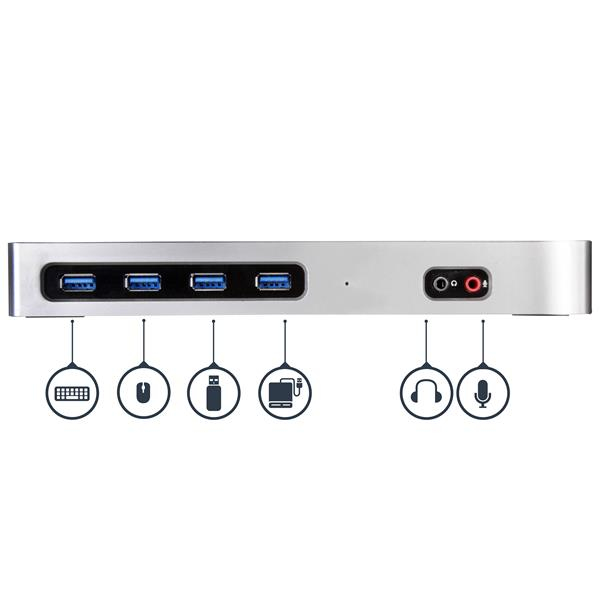 StarTech.com Dock USB-C e USB-A - Dock doppio monitor DisplayPort + HDMI 4K 60Hz - Docking station ibrida USB 3.0 per laptop USB-C o USB-A - 6x USB Type-A, GbE - USB 3.1 Gen 1 - Mac/Window
