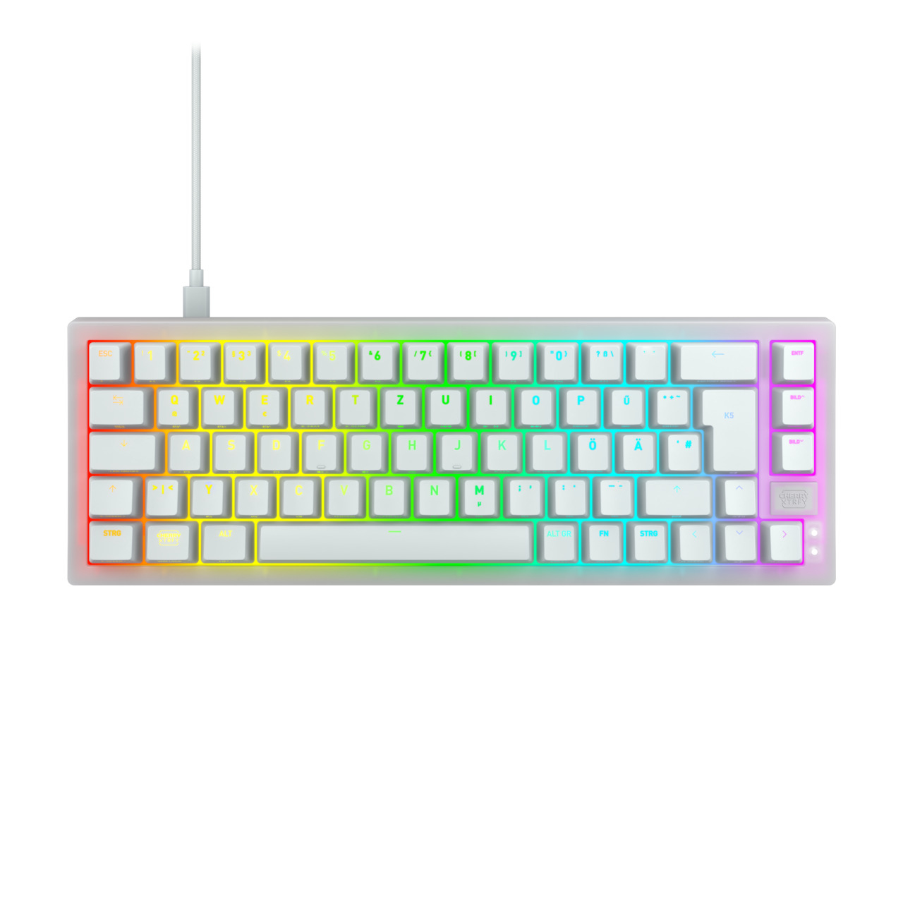 CX-K5V2-RGB-CPT-TPWHITE-R-GER CHERRY XTRFY TAS K5V2 Corded DE-Layout wei MX Red
