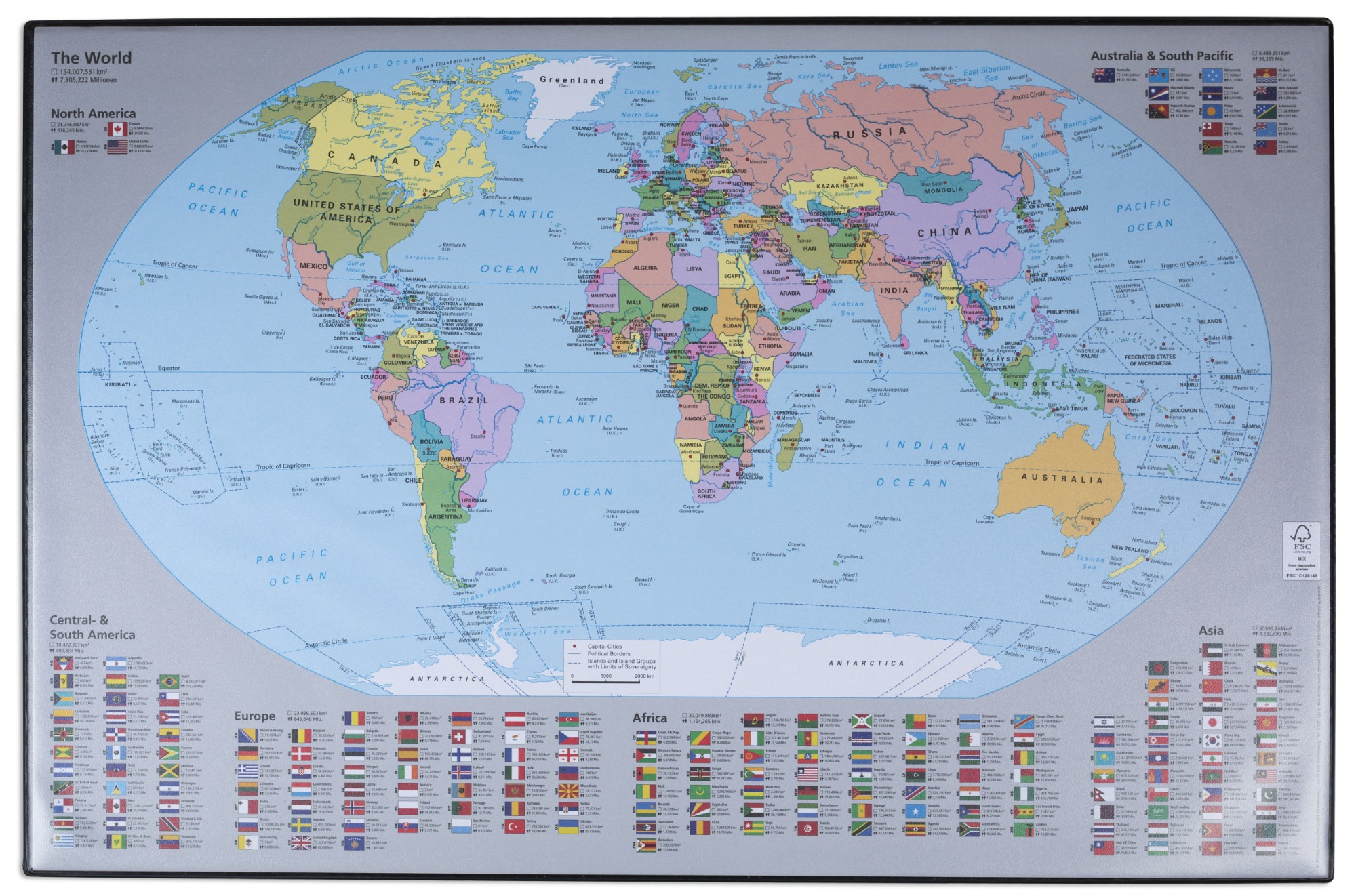 Övriga märken Skrivunderlägg Världskarta 59x39